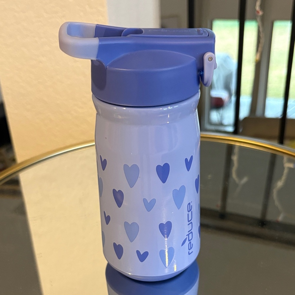 Blue Heart Patterned Water Bottle